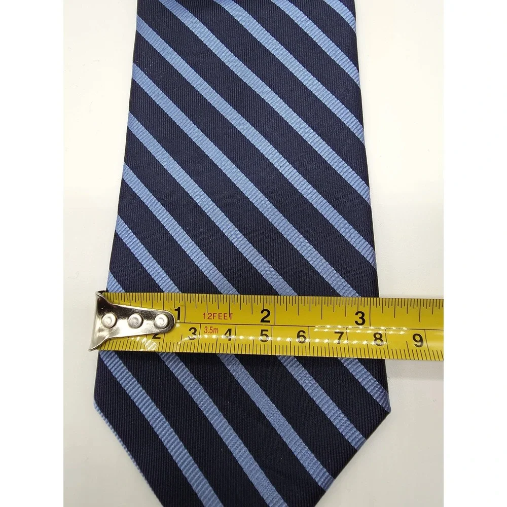 Tommy Hilfiger 100% Silk Necktie Striped Blue Tie 57